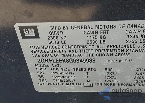 2016 Chevrolet Equinox Ls z USA, uszkodzony, nr VIN 2GNFLEEK8G6349988